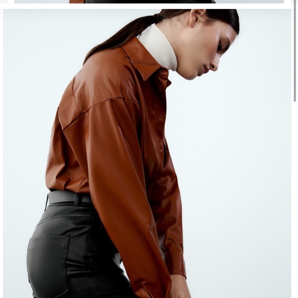 Zara Button Down Leather Jacket - image 5